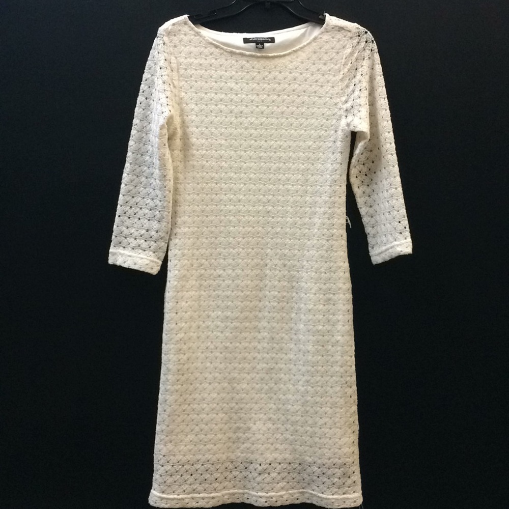 Cream Size 6 Sharagano 100% Polyester Dress.